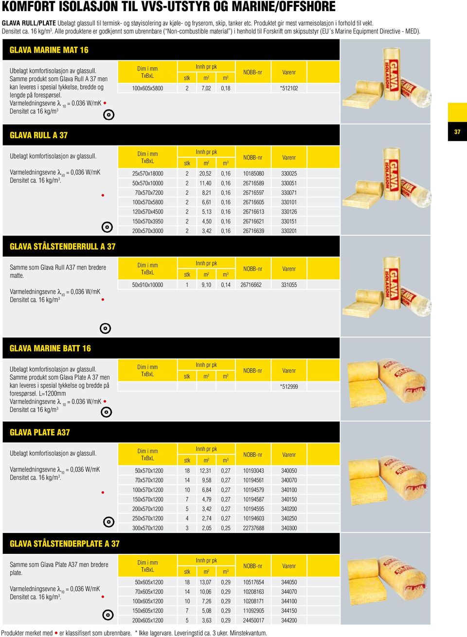 Alle produktene er godkjennt som ubrennbare ( Non-combustible material ) i henhold til Forskrift om skipsutstyr (EU s Marine Equipment Directive - MED).