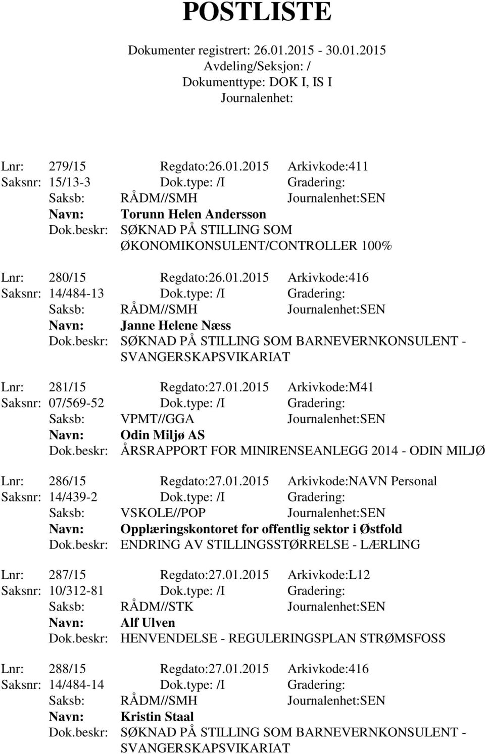 beskr: ÅRSRAPPORT FOR MINIRENSEANLEGG 2014 - ODIN MILJØ Lnr: 286/15 Regdato:27.01.2015 Arkivkode:NAVN Personal Saksnr: 14/439-2 Dok.