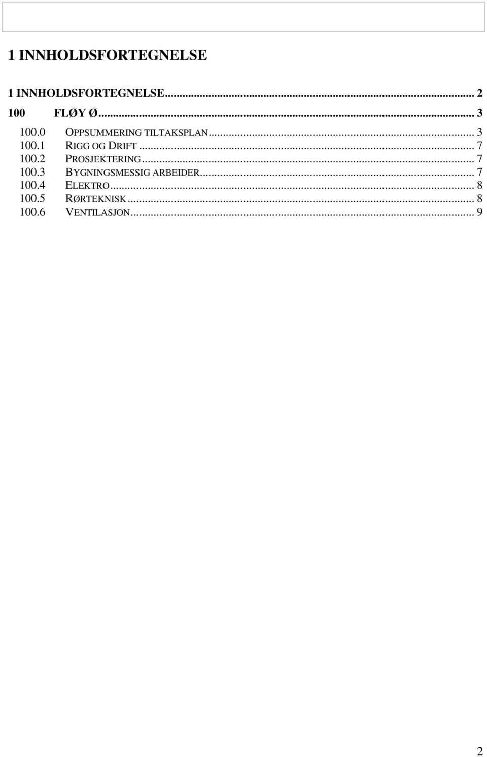 .. 7 100.2 PROSJEKTERING... 7 100.3 BYGNINGSMESSIG ARBEIDER.