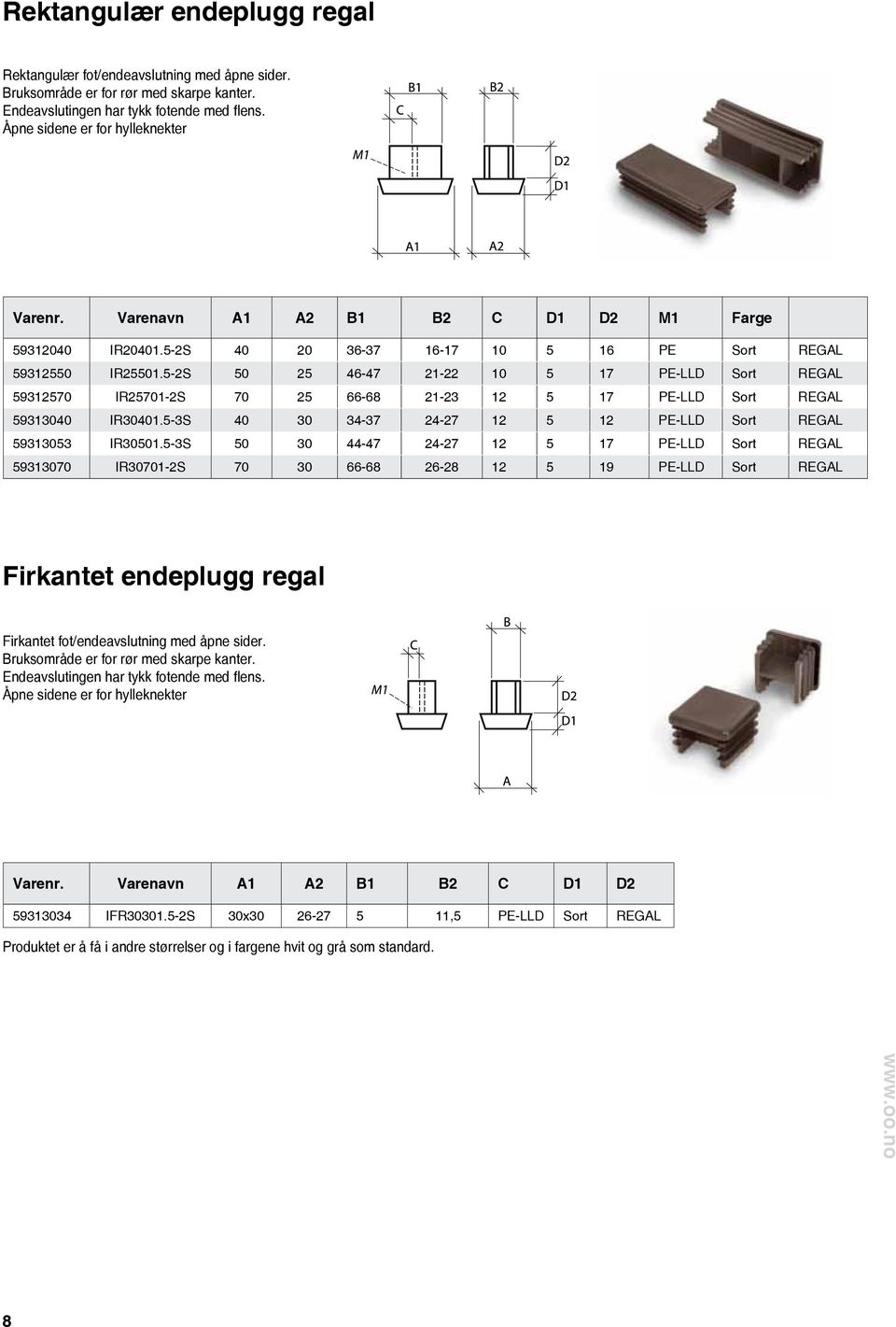 5-2S 50 25 46-47 21-22 10 5 17 PE-LLD Sort REGAL 59312570 IR25701-2S 70 25 66-68 21-23 12 5 17 PE-LLD Sort REGAL 59313040 IR30401.5-3S 40 30 34-37 24-27 12 5 12 PE-LLD Sort REGAL 59313053 IR30501.