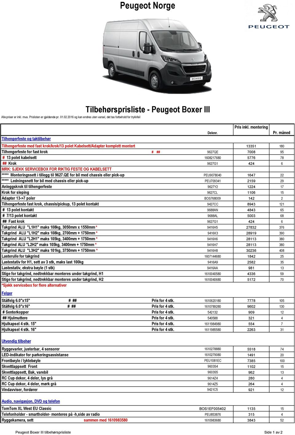 9627G1 424 6 MRK: SJEKK SERVICEBOX FOR RIKTIG FESTE OG KABELSETT ***** Monteringssett i tillegg til 9627.