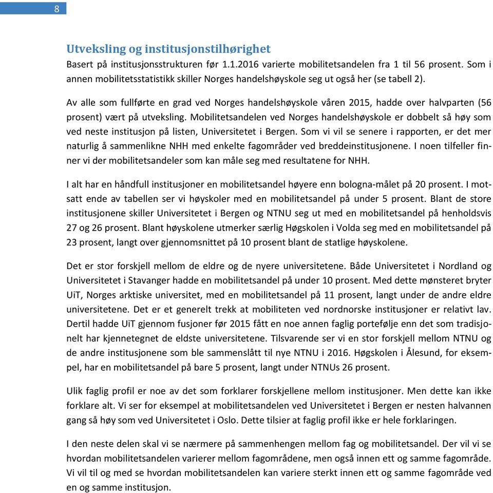 Av alle som fullførte en grad ved Norges handelshøyskole våren 2015, hadde over halvparten (56 prosent) vært på utveksling.