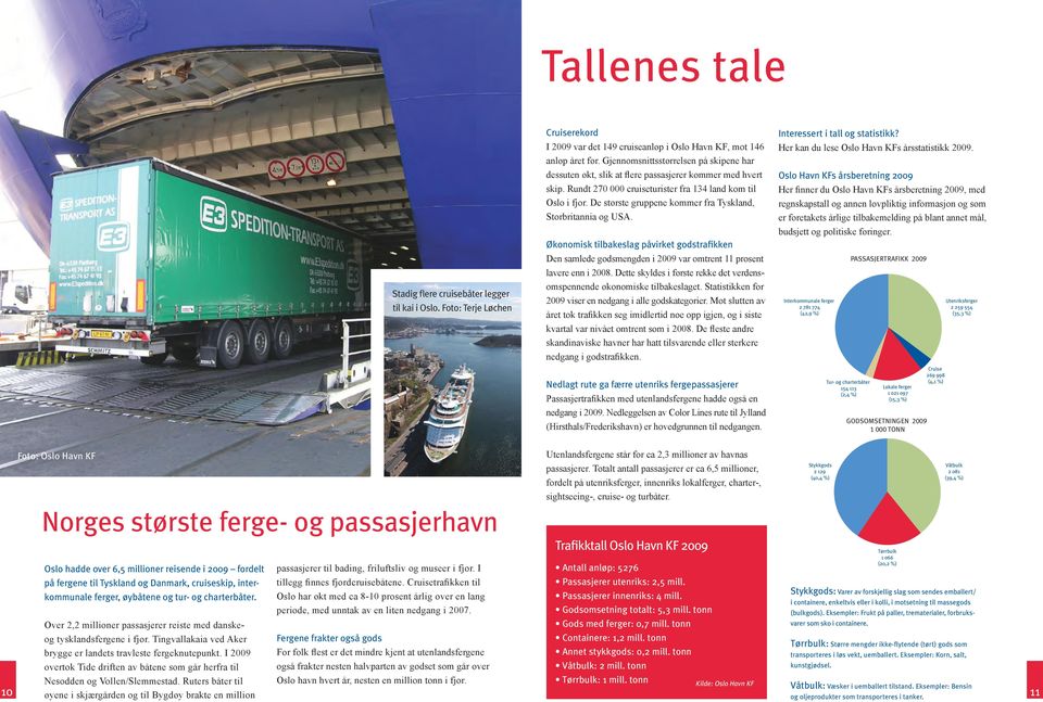 De største gruppene kommer fra Tyskland, Storbritannia og USA. Økonomisk tilbakeslag påvirket godstrafikken Den samlede godsmengden i 2009 var omtrent 11 prosent lavere enn i 2008.