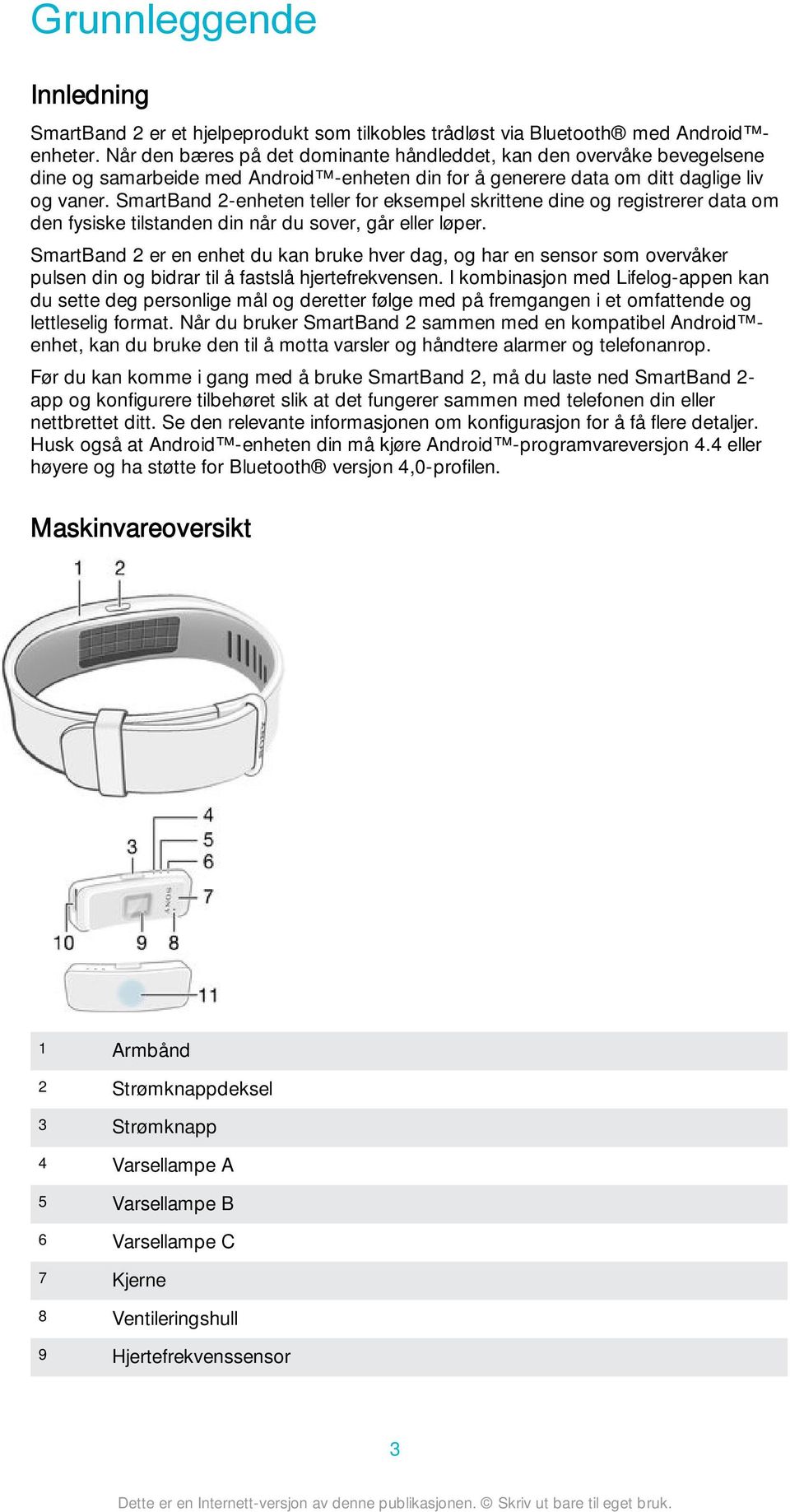 SmartBand 2-enheten teller for eksempel skrittene dine og registrerer data om den fysiske tilstanden din når du sover, går eller løper.