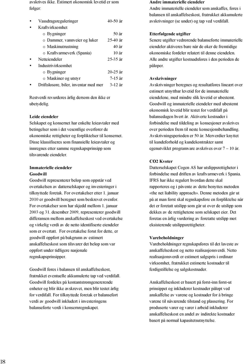 år Netteiendeler 25-35 år Industrivirksomhet o Bygninger 20-25 år o Maskiner og utstyr 7-15 år Driftsløsøre, biler, inventar med mer 3-12 år Restverdi revurderes årlig dersom den ikke er ubetydelig.