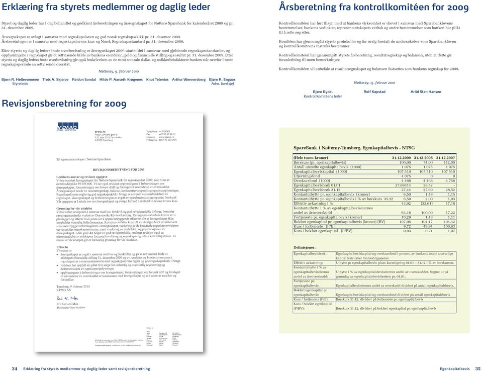 Årsberetningen er i samsvar med regnskapslovens krav og Norsk Regnskapsstandard pr. 31. desember 29.