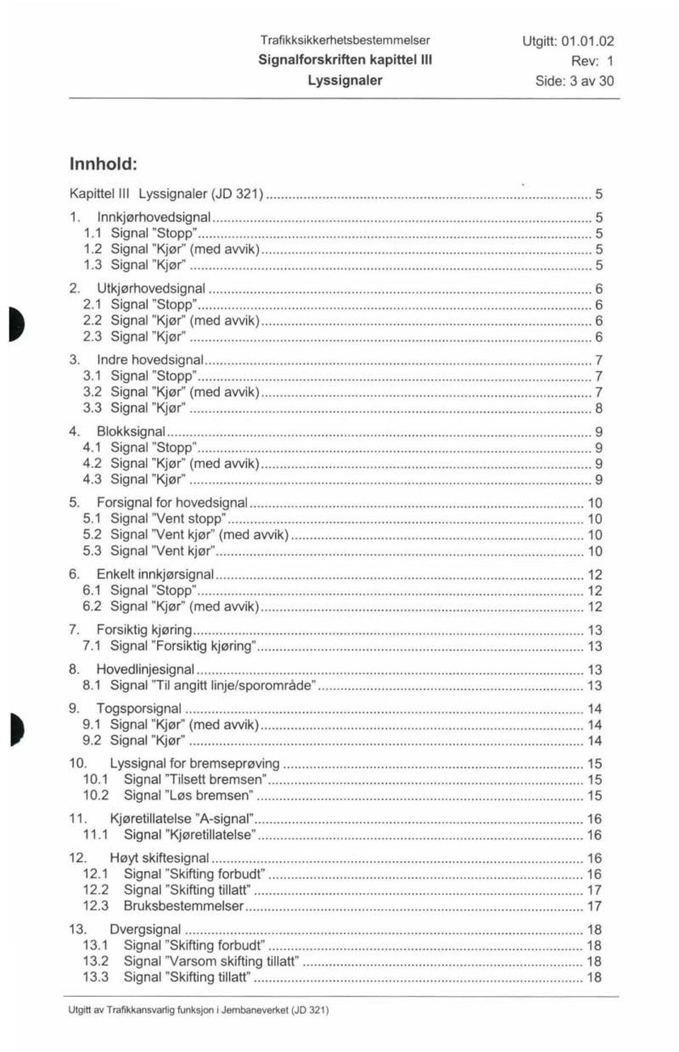 1 Signal "Stopp"............................. 6 2.2 Signal "Kjør" (med awik)...................................... 6 2.3 Signal "Kjør".................... 6 3. Indre hovedsignal..................................... 7 3.