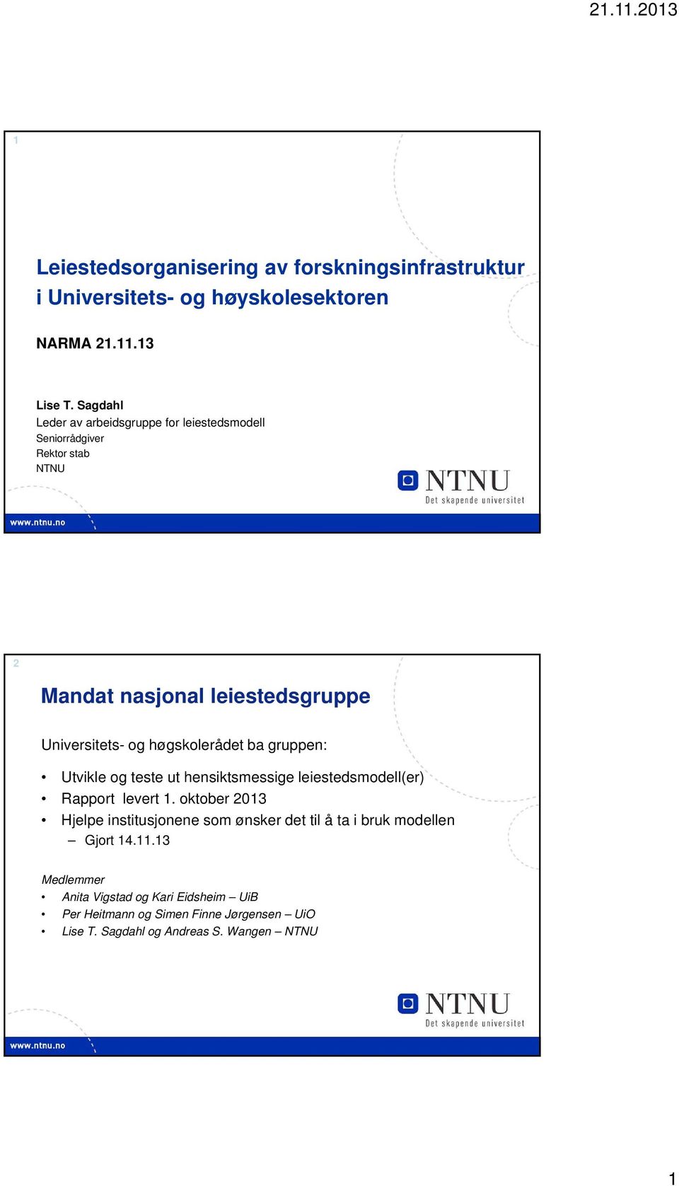 høgskolerådet ba gruppen: Utvikle og teste ut hensiktsmessige leiestedsmodell(er) Rapport levert 1.