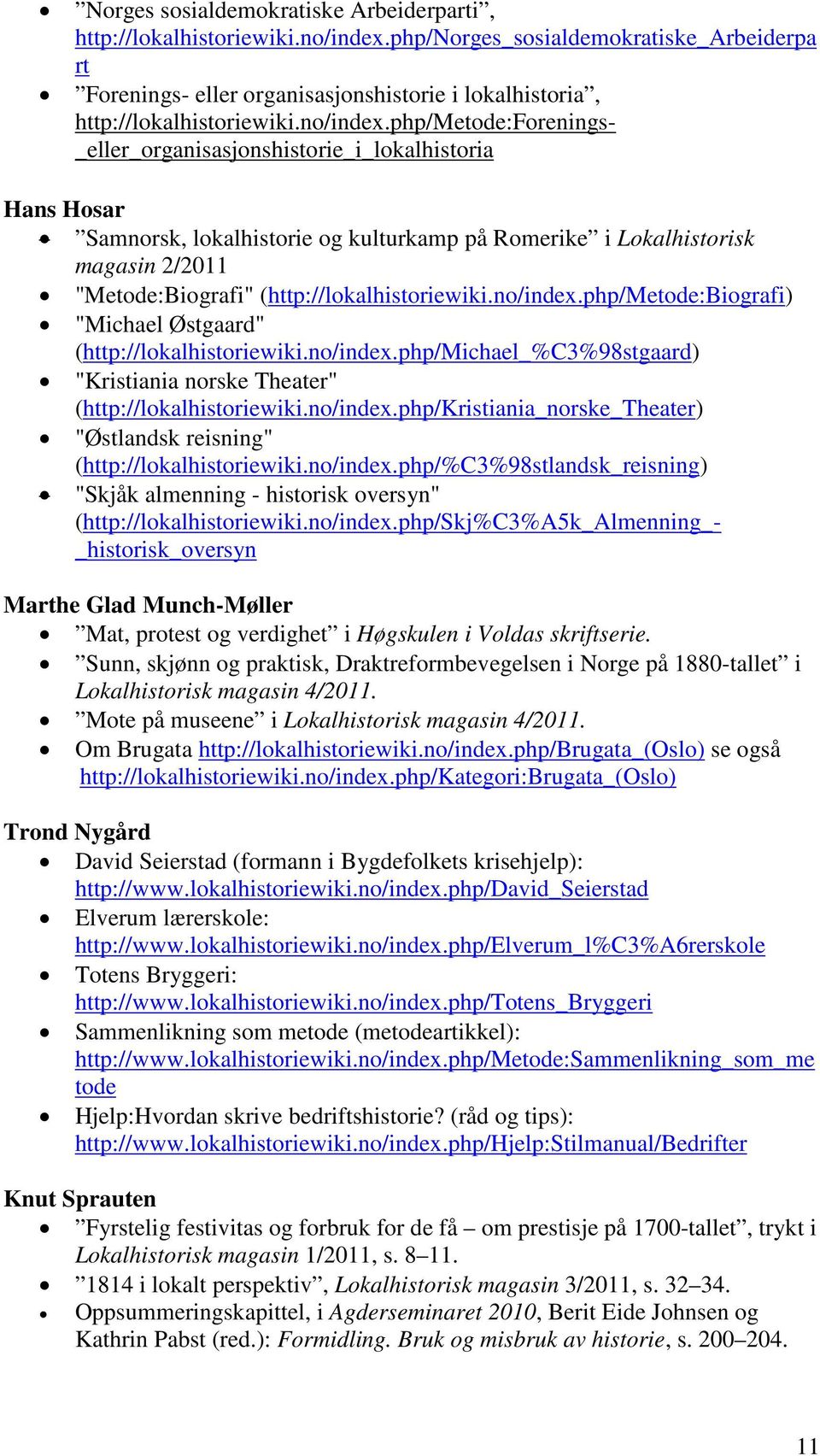 php/metode:forenings- _eller_organisasjonshistorie_i_lokalhistoria Hans Hosar Samnorsk, lokalhistorie og kulturkamp på Romerike i Lokalhistorisk magasin 2/2011 "Metode:Biografi"