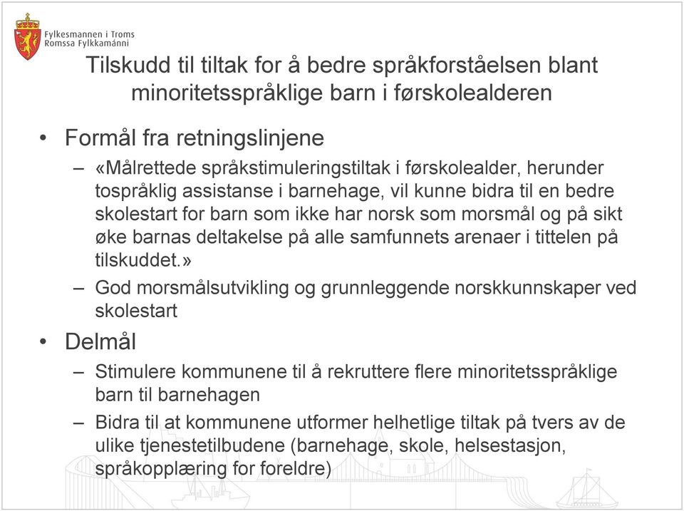 alle samfunnets arenaer i tittelen på tilskuddet.