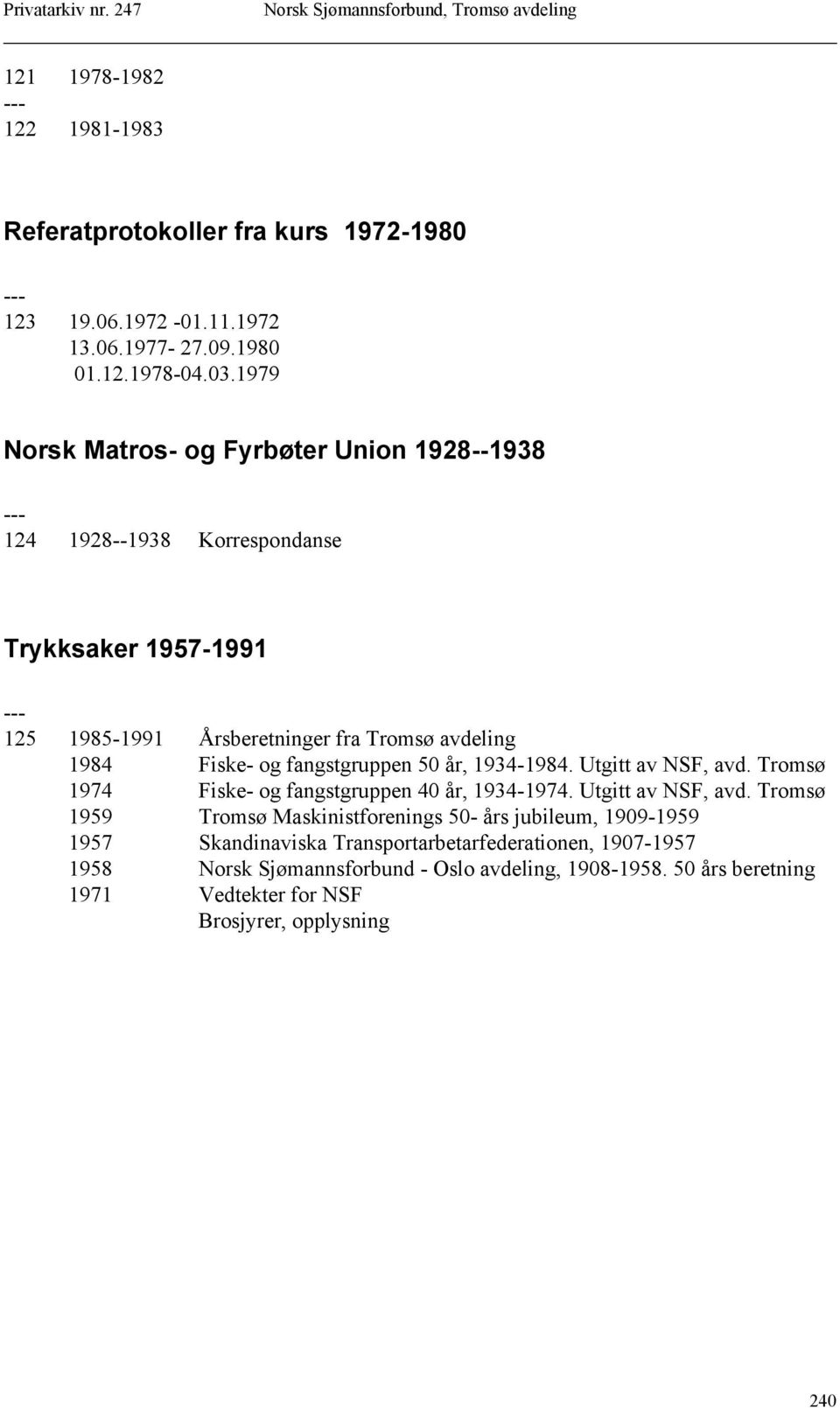 fangstgruppen 50 år, 1934-1984. Utgitt av NSF, avd.