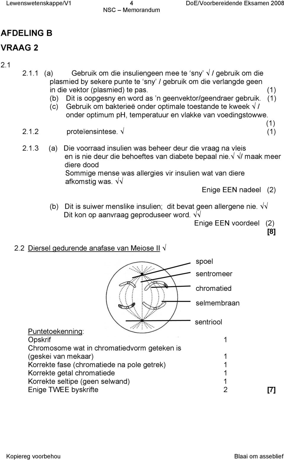 (1) 2.1.3 (a) Die voorraad insulien was beheer deur die vraag na vleis en is nie deur die behoeftes van diabete bepaal nie.