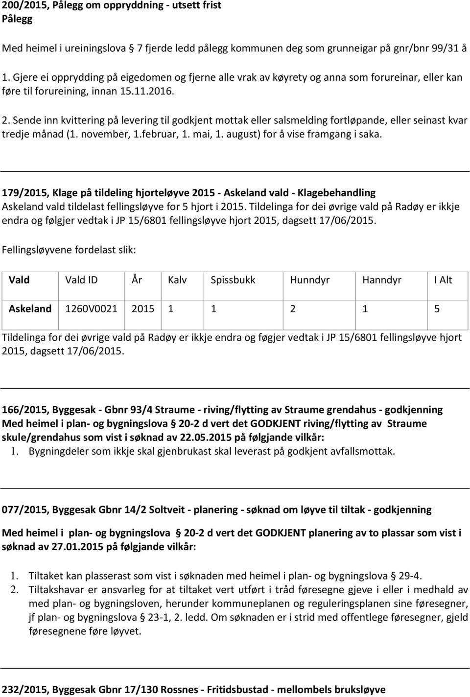 Sende inn kvittering på levering til godkjent mottak eller salsmelding fortløpande, eller seinast kvar tredje månad (1. november, 1.februar, 1. mai, 1. august) for å vise framgang i saka.