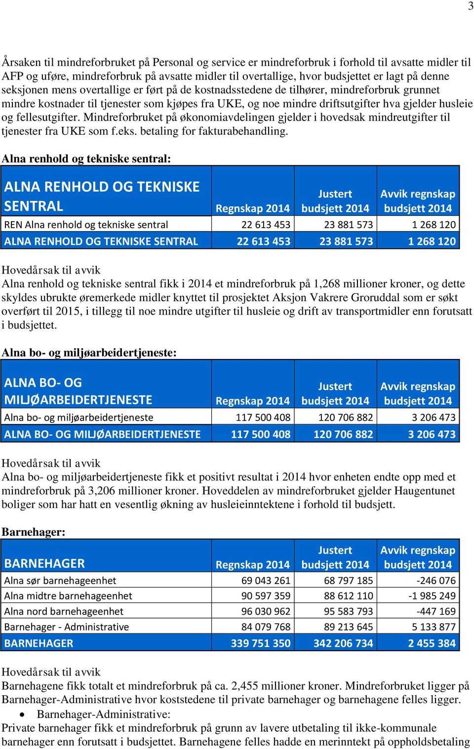 fellesutgifter. Mindreforbruket på økonomiavdelingen gjelder i hovedsak mindreutgifter til tjenester fra UKE som f.eks. betaling for fakturabehandling.