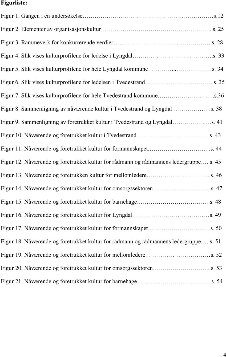 Slik vises kulturprofilene for hele Tvedestrand kommune..s.36 Figur 8. Sammenligning av nåværende kultur i Tvedestrand og Lyngdal..s. 38 Figur 9.