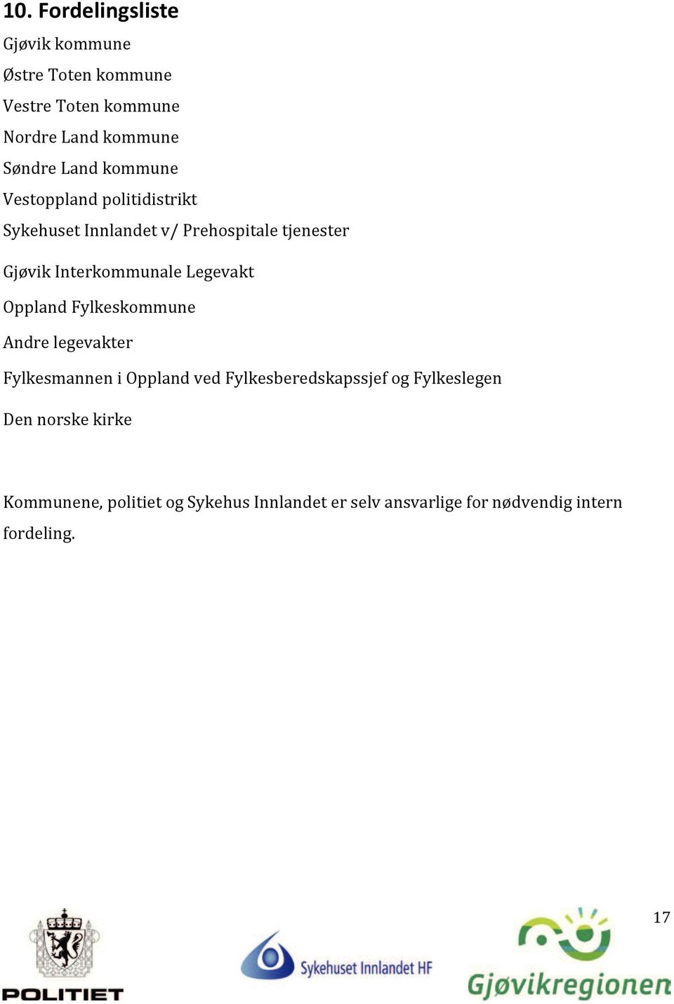 Legevakt Oppland Fylkeskommune Andre legevakter Fylkesmannen i Oppland ved Fylkesberedskapssjef og