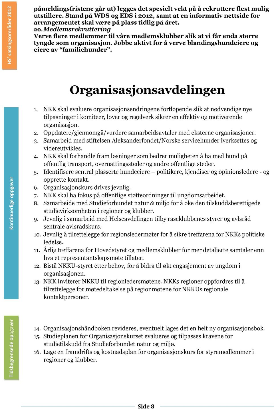 Jobbe aktivt for å verve blandingshundeiere og eiere av familiehunder. Organisasjonsavdelingen 1.