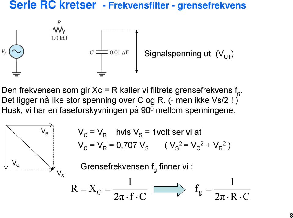 (- men ikke Vs/! ) Husk, vi har en faseforskyvningen på 90 0 mellom spenningene.