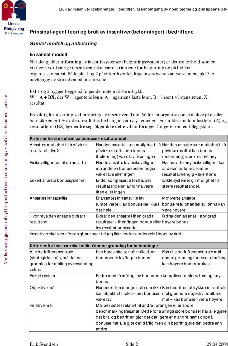 Både pkt 1 og 2 påvirker hvor kraftige insentivene kan være, mens pkt 3 er uavhengig av størrelsen på insentivene.