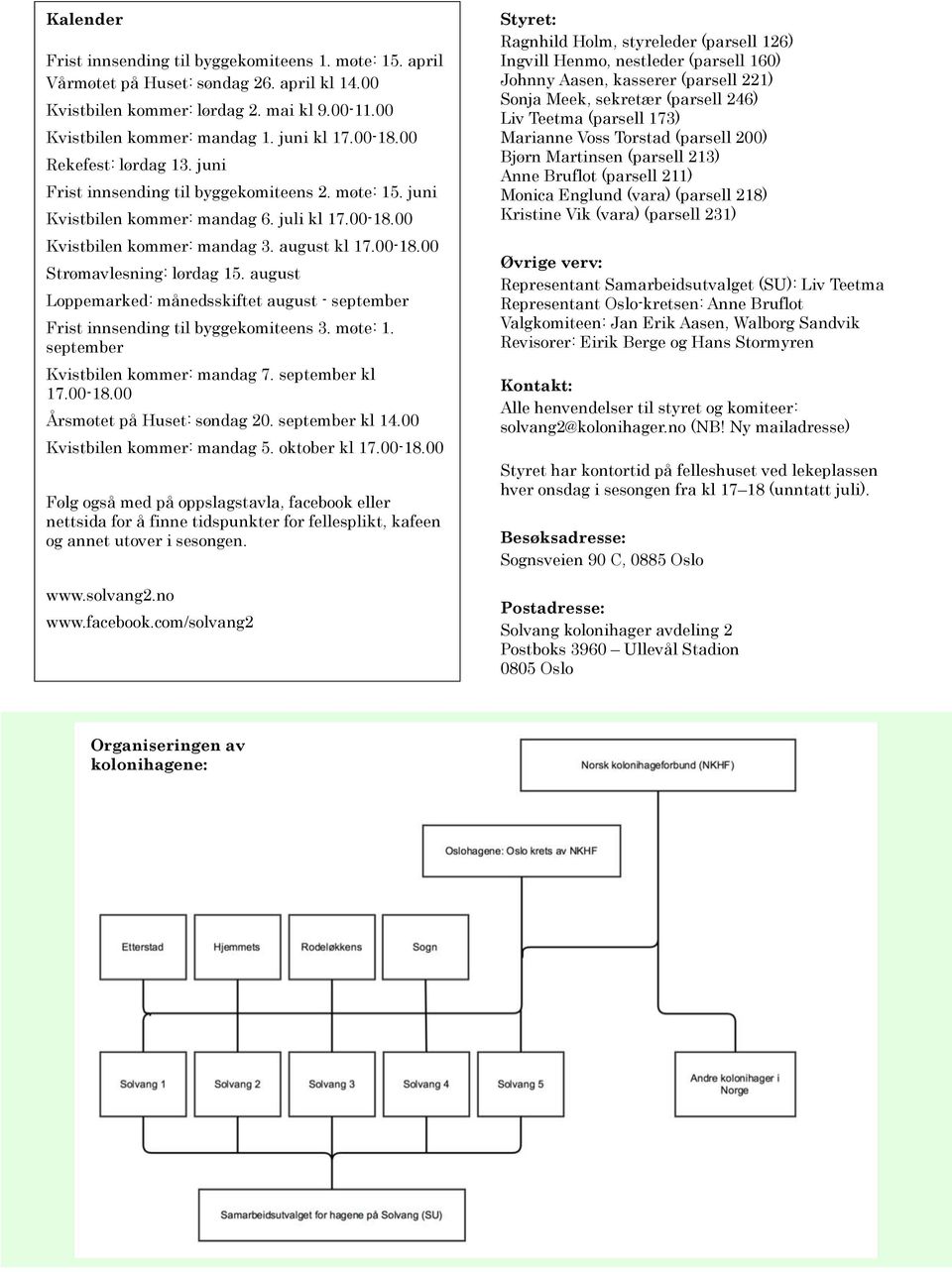 august Loppemarked: månedsskiftet august - september Frist innsending til byggekomiteens 3. møte: 1. september Kvistbilen kommer: mandag 7. september kl 17.00-18.00 Årsmøtet på Huset: søndag 20.