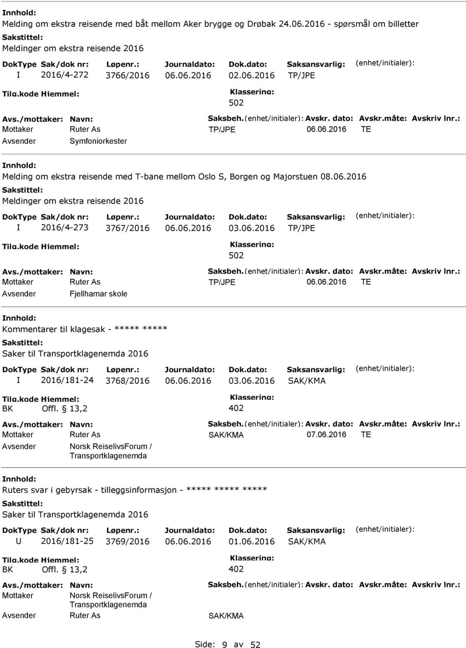 : TE Fjellhamar skole Kommentarer til klagesak - ***** ***** Saker til Transportklagenemda 2016 2016/181-24 3768/2016 03.06.2016 SAK/KMA Tilg.kode BK Hjemmel: Offl. 13,2 402 Avs.