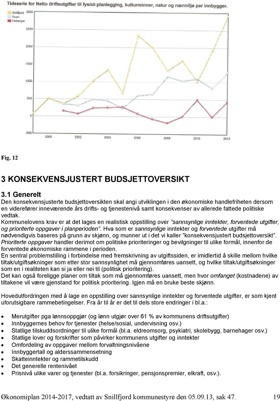 fattede politiske vedtak. Kommunelovens krav er at det lages en realistisk oppstilling over sannsynlige inntekter, forventede utgifter, og prioriterte oppgaver i planperioden.