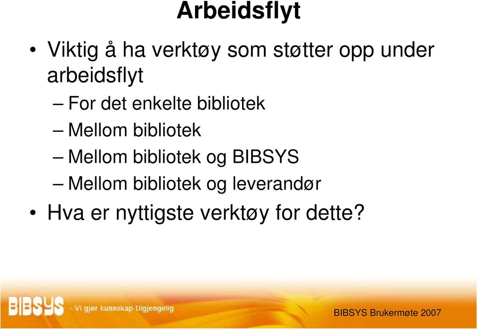 bibliotek Mellom bibliotek og BIBSYS Mellom