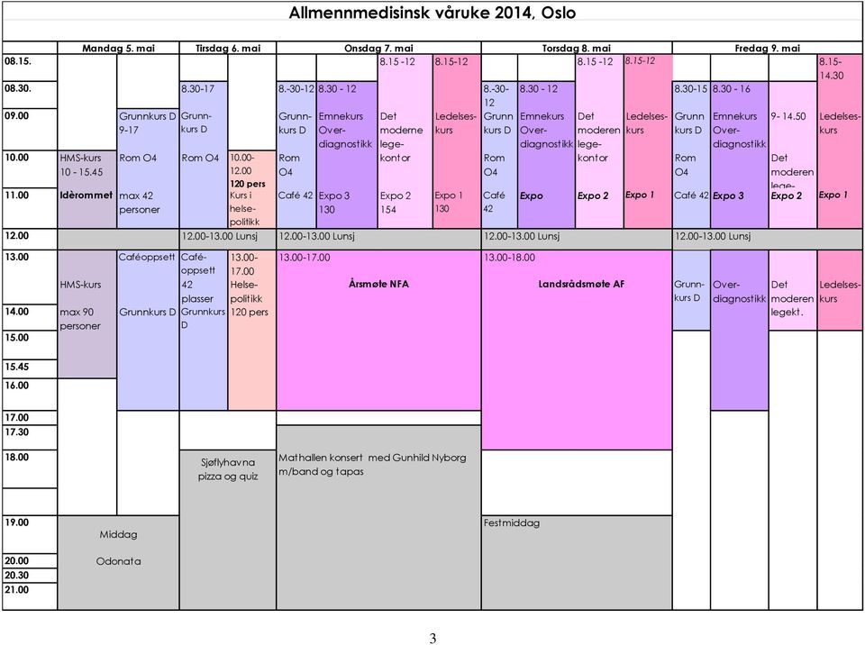 00 Rom O4 Rom O4 10.00-12.00 120 pers Kurs i helsepolitikk 12.00-13.