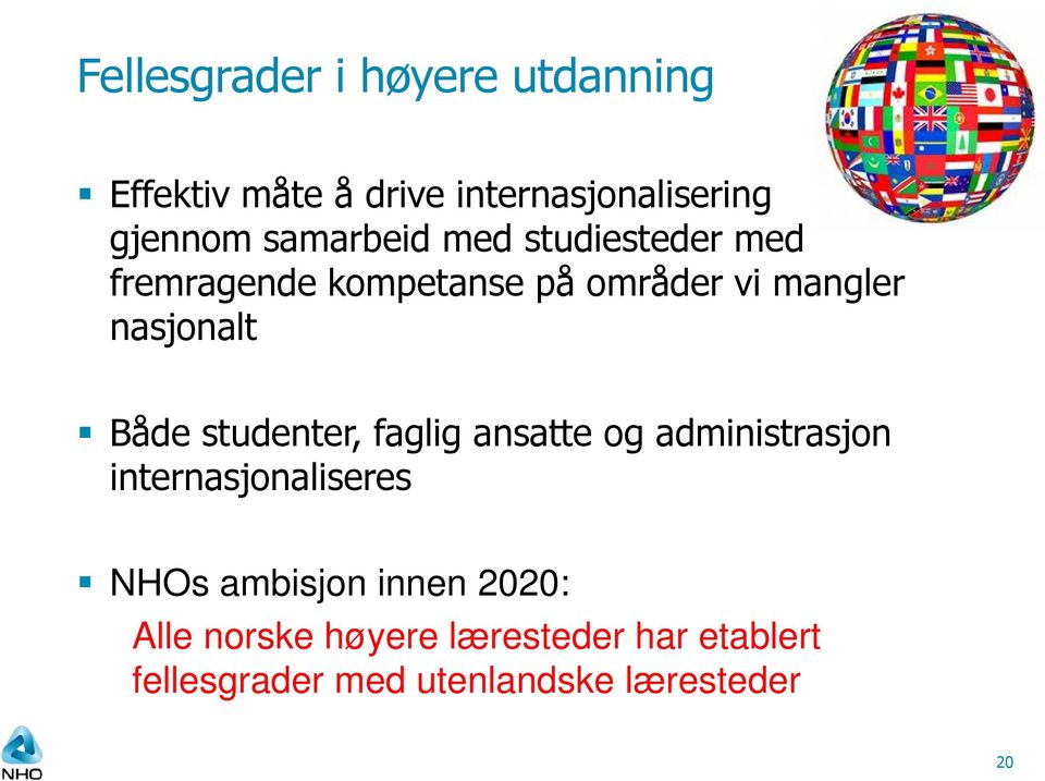 Både studenter, faglig ansatte og administrasjon internasjonaliseres NHOs ambisjon