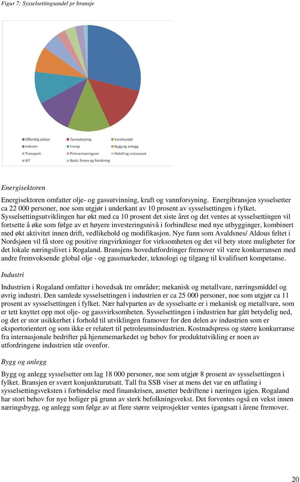 Sysselsettingsutviklingen har økt med ca 10 prosent det siste året og det ventes at sysselsettingen vil fortsette å øke som følge av et høyere investeringsnivå i forbindlese med nye utbygginger,