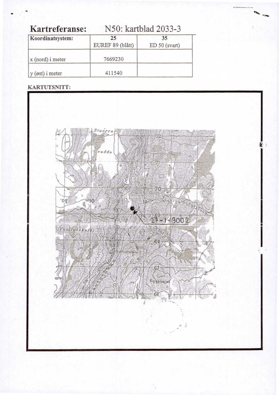 35 ED 50 (svart) x (nord) i meter