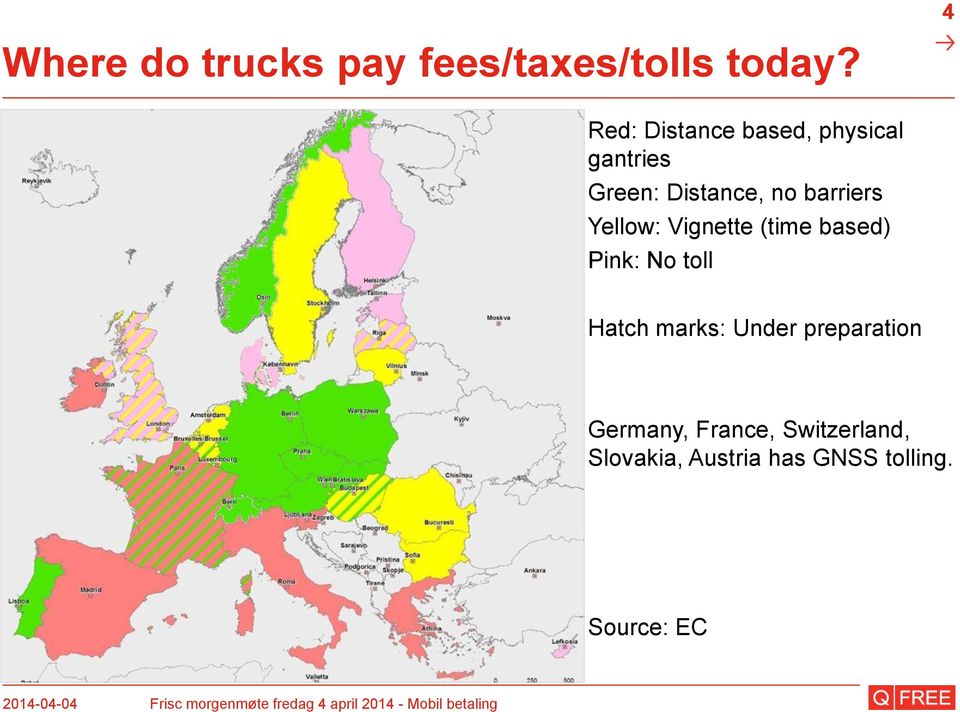 barriers Yellow: Vignette (time based) Pink: No toll Hatch marks: