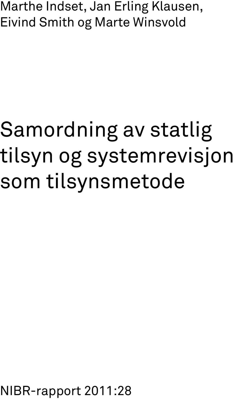 Winsvold Samordning av statlig