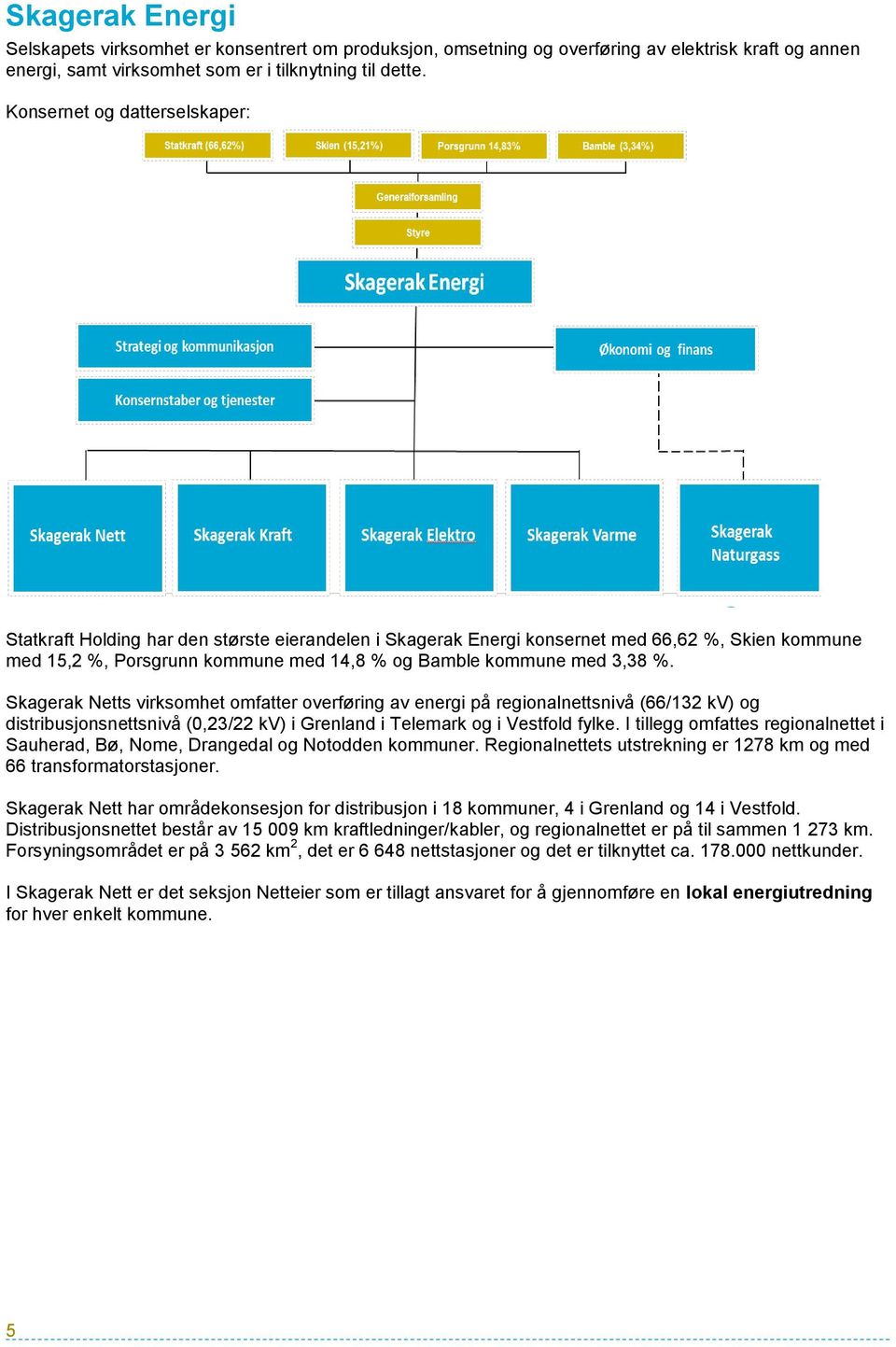 %. Skagerak Netts virksomhet omfatter overføring av energi på regionalnettsnivå (66/132 kv) og distribusjonsnettsnivå (0,23/22 kv) i Grenland i Telemark og i Vestfold fylke.