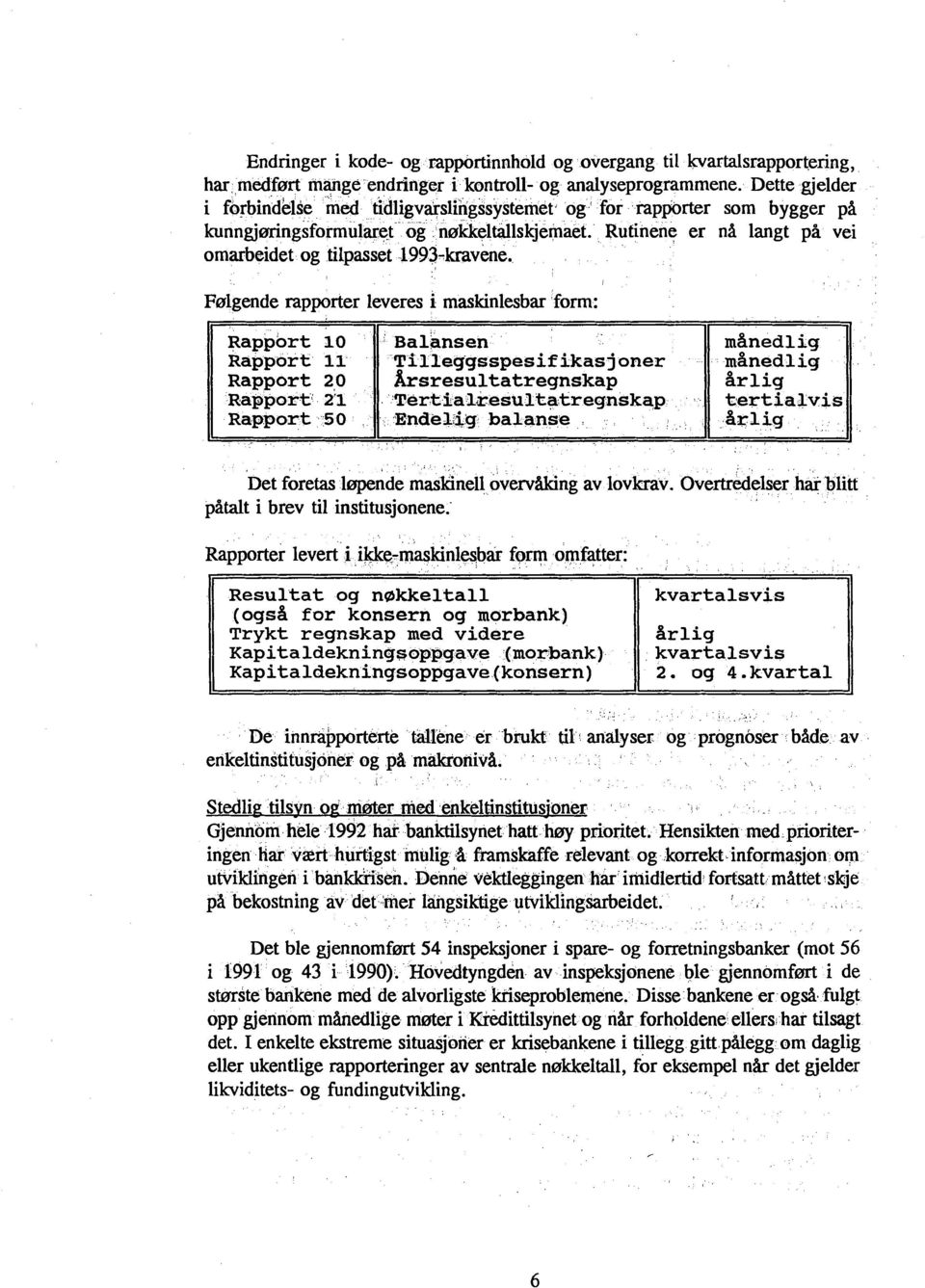 Følgende rapporter leveres i maskinlesbar form: 1 Rapport 2'1 Rapport 50 Endelig balanse årlig Det foretas 1&de maskinell overvaking av lovkrav.