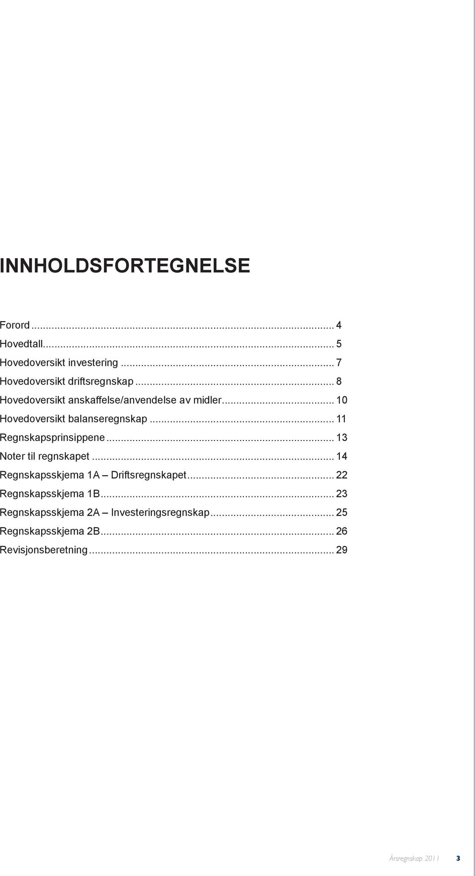 .. 11 Regnskapsprinsippene... 13 Noter til regnskapet... 14 Regnskapsskjema 1A Driftsregnskapet.