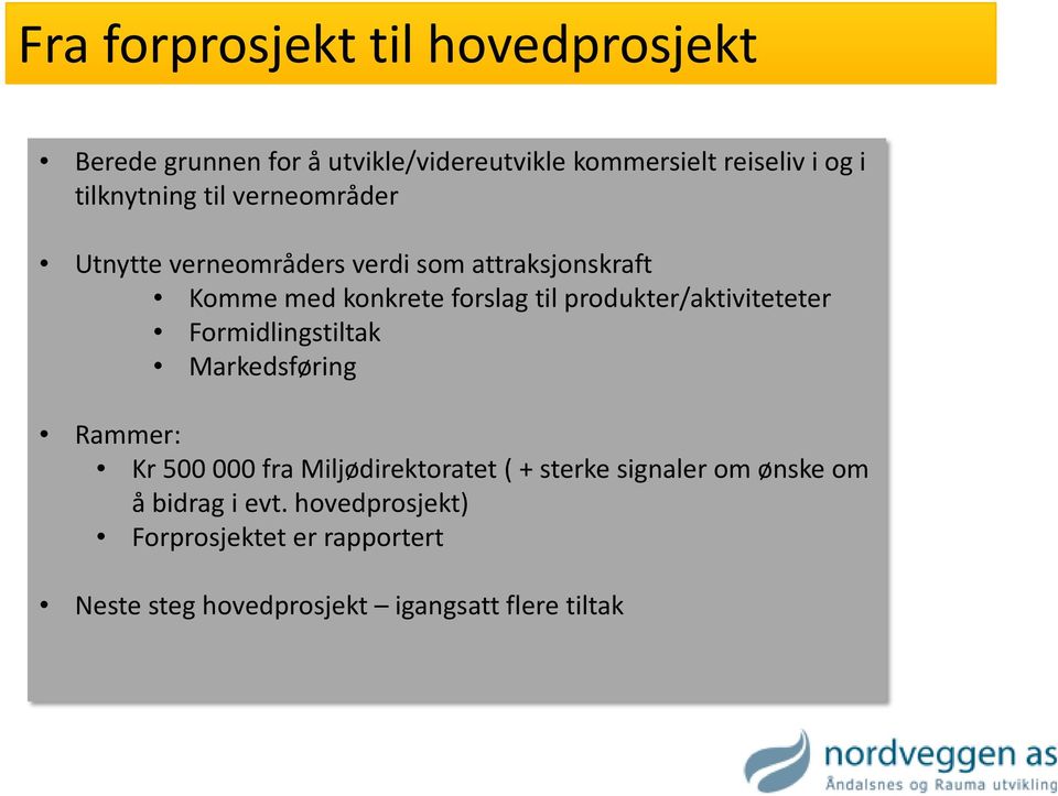 produkter/aktiviteteter Formidlingstiltak Markedsføring Rammer: Kr 500 000 fra Miljødirektoratet ( + sterke