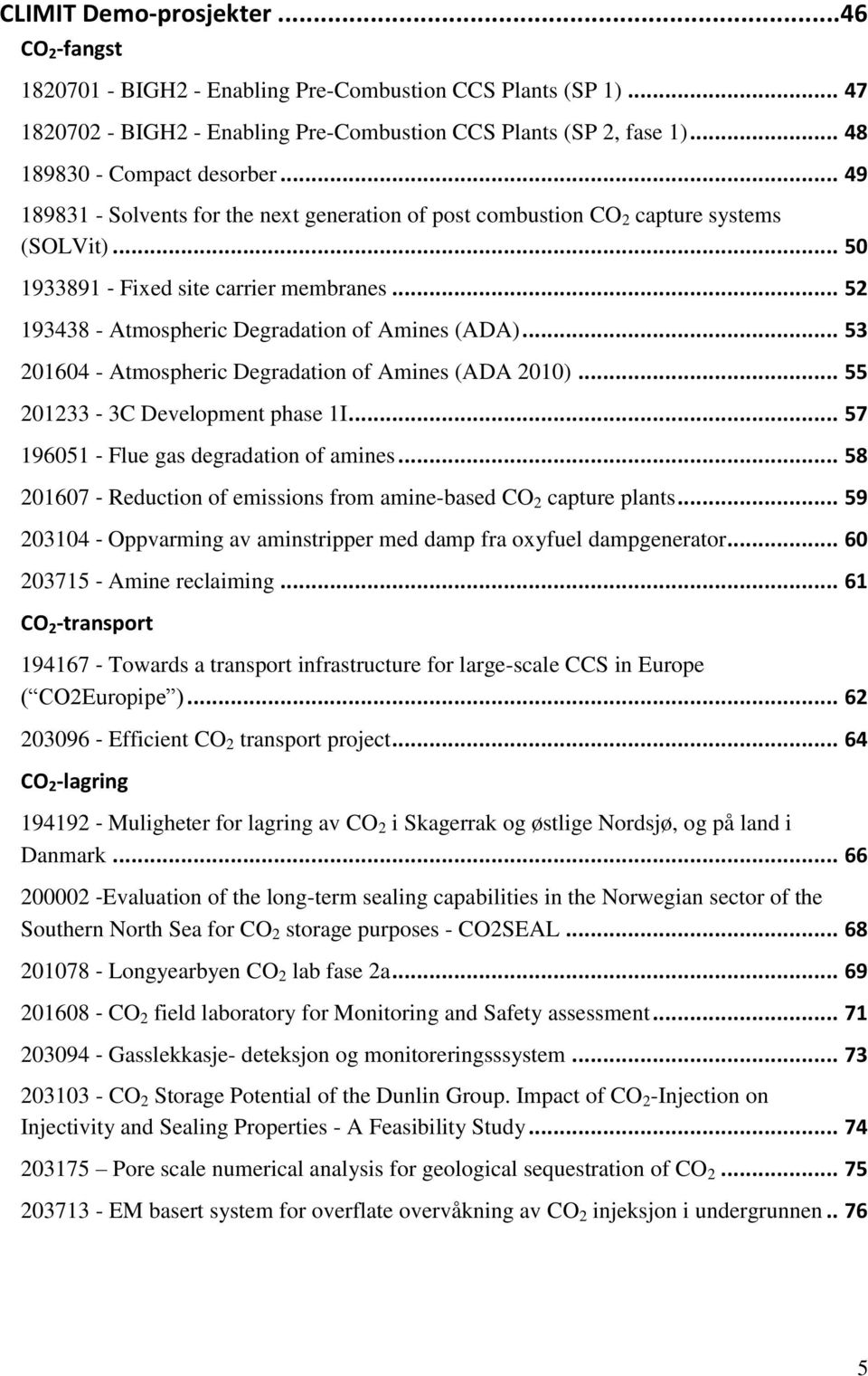 .. 53 201604 Atmospheric Degradation of Amines (ADA 2010)... 55 201233 3C Development phase 1I... 57 196051 Flue gas degradation of amines.