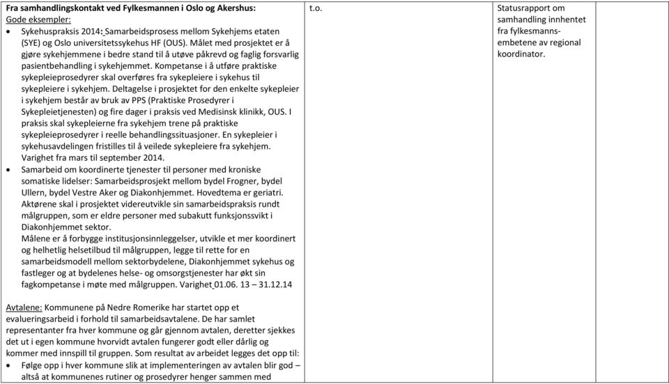 Kompetanse i å utføre praktiske sykepleieprosedyrer skal overføres fra sykepleiere i sykehus til sykepleiere i sykehjem.