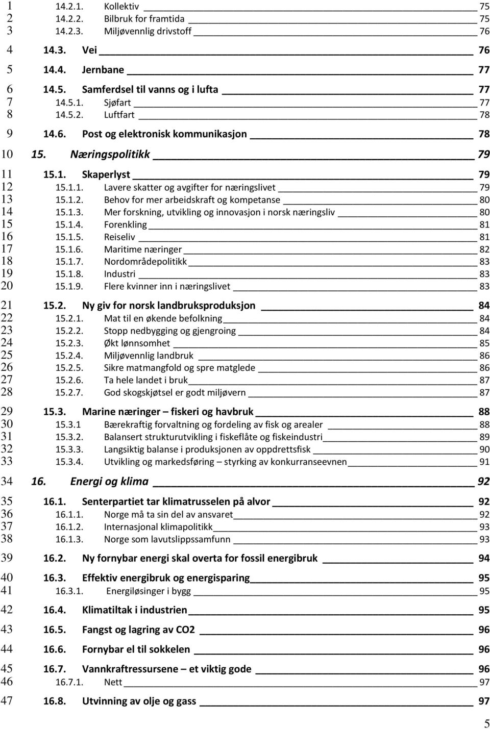 1.. Forenkling 1 1 1.1.. Reiseliv 1 1 1.1.. Maritime næringer 1 1.1.. Nordområdepolitikk 1 1.1.. Industri 0 1.1.. Flere kvinner inn i næringslivet 1 1.. Ny giv for norsk landbruksproduksjon 1..1. Mat til en økende befolkning 1.