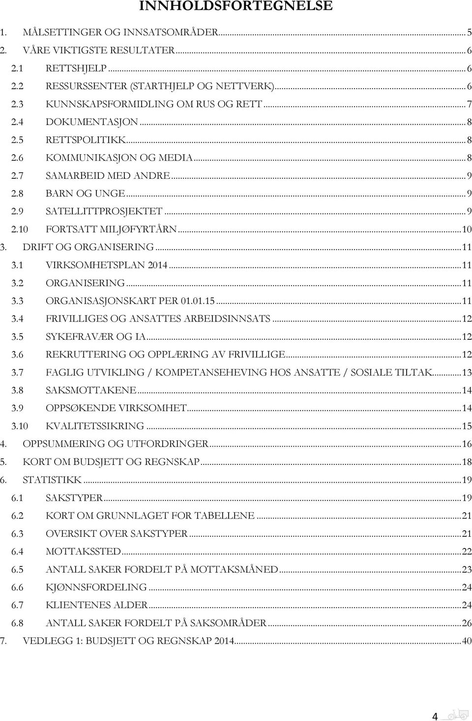 DRIFT OG ORGANISERING... 11 3.1 VIRKSOMHETSPLAN 2014... 11 3.2 ORGANISERING... 11 3.3 ORGANISASJONSKART PER 01.01.15... 11 3.4 FRIVILLIGES OG ANSATTES ARBEIDSINNSATS... 12 3.