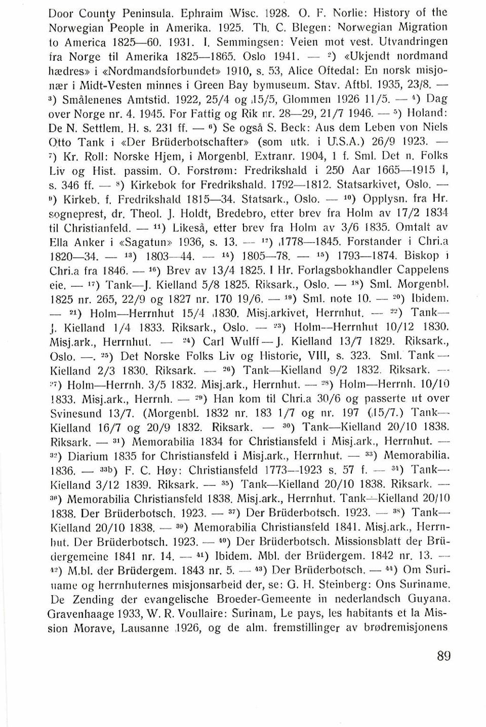 53, Alice Oftedal: En norsk misjonrer i Midt-Vesten minnes i Green Bay bymuseum. Stav. Aftbl. 1935, 2318. - 8) Smilenenes Amtstid. 1922, 25/4 og,15/5, Glommen 1926 1115. - &) Dag over Norge nr. 4.