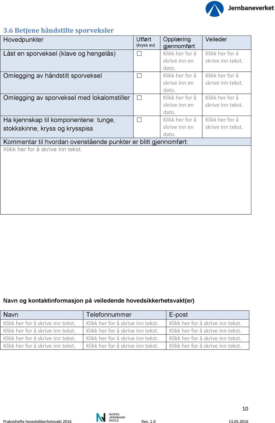 til komponentene: tunge, stokkskinne, kryss og krysspiss Kommentar til hvordan ovenstående punkter er blitt