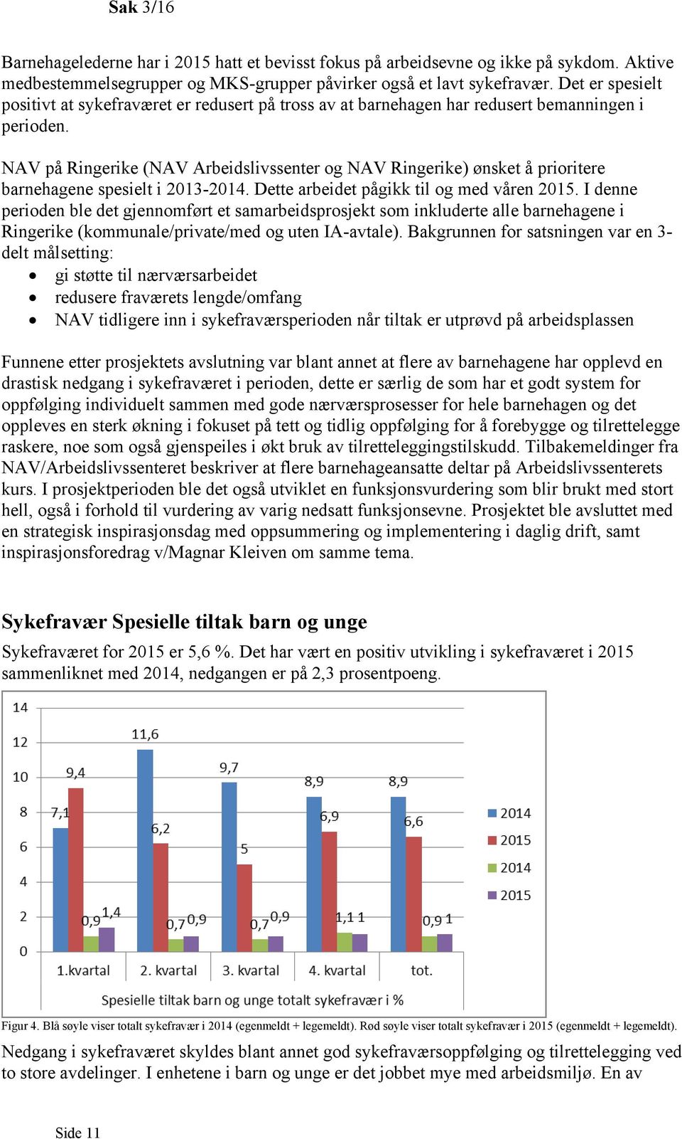 NAV på Ringerike (NAV Arbeidslivssenter og NAV Ringerike) ønsket å prioritere barnehagene spesielt i 2013-2014. Dette arbeidet pågikk til og med våren 2015.