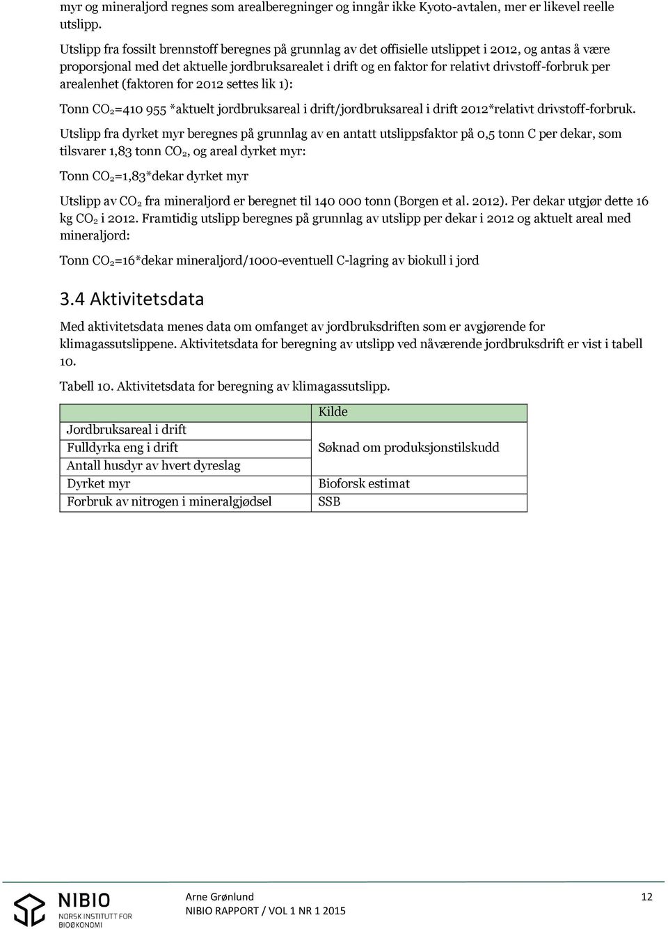 drivstoff-forbruk per arealenhet (faktoren for 2012 settes lik 1): Tonn CO 2=410 955 *aktuelt jordbruksareal i drift/jordbruksareal i drift 2012*relativt drivstoff-forbruk.