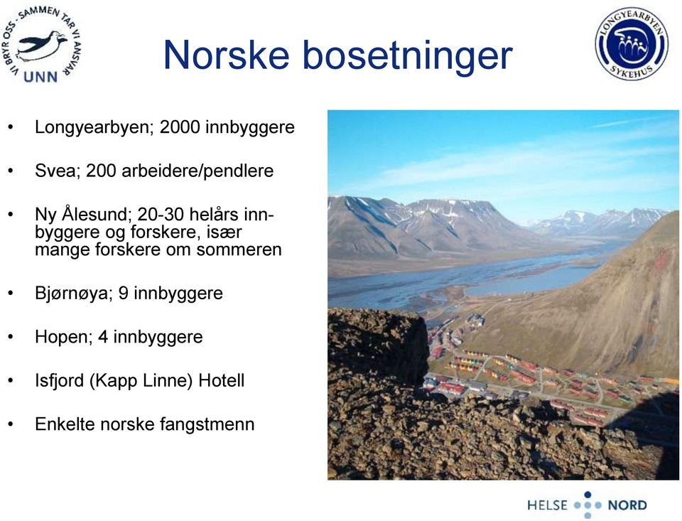 forskere, især mange forskere om sommeren Bjørnøya; 9