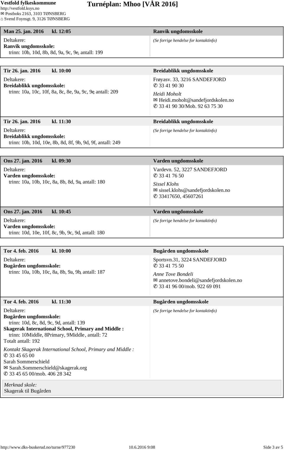 11:30 Breidablikk ungdomsskole Breidablikk ungdomsskole: trinn: 10b, 10d, 10e, 8b, 8d, 8f, 9b, 9d, 9f, antall: 249 Ons 27. jan. 2016 kl.