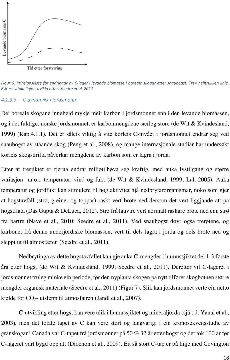 Kvindesland, 1999) (Kap.4.1.1). Det er såleis viktig å vite korleis C-nivået i jordsmonnet endrar seg ved snauhogst av ståande skog (Peng et al.