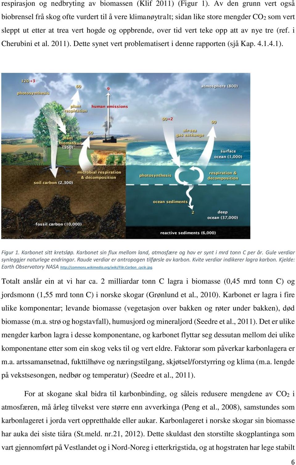 nye tre (ref. i Cherubini et al. 2011). Dette synet vert problematisert i denne rapporten (sjå Kap. 4.1.4.1). Figur 1. Karbonet sitt kretsløp.