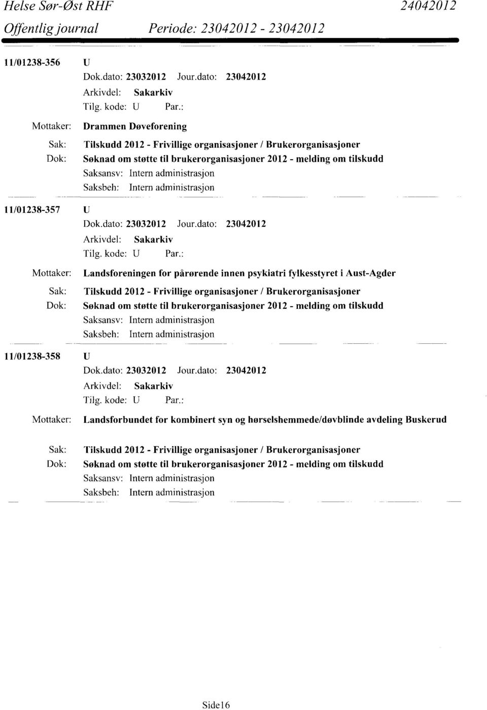 fylkesstyret i Aust-Agder 11/01238-358 U Landsforbundet